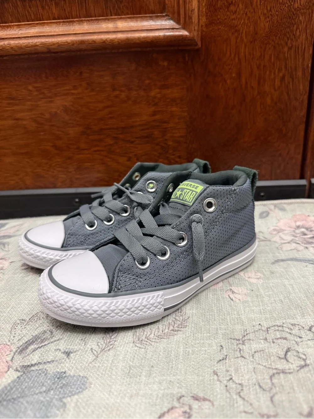 Converse Kids Gray High-Top Sneakers with White Toe Cap